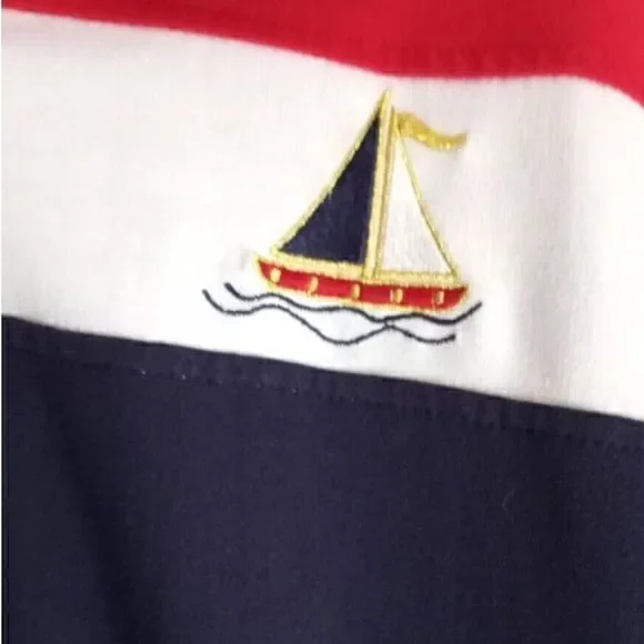 Vintage Bon Worth  Sailing Jacket Womens Lg Red Nautical Color Block Embroidered - Picture 3 of 4